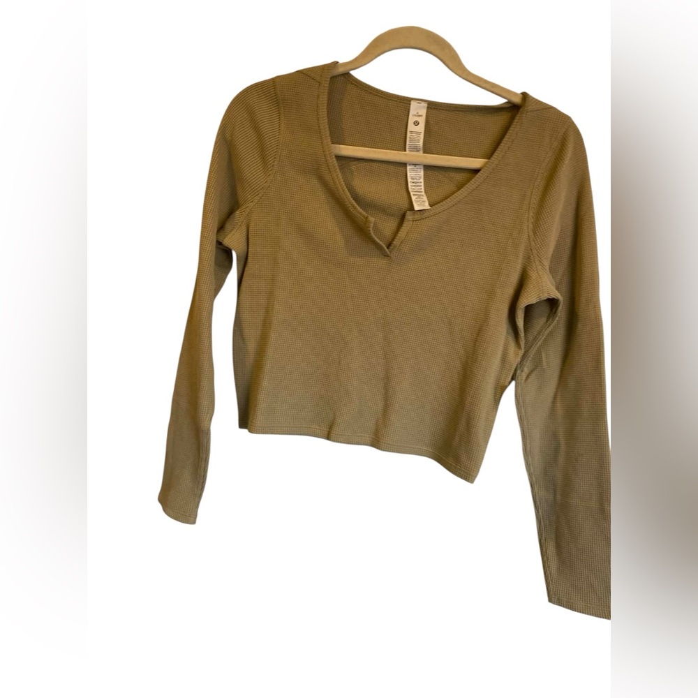 Lululemon long sleeve cropped top GREEN Size 6 - Picture 3 of 4